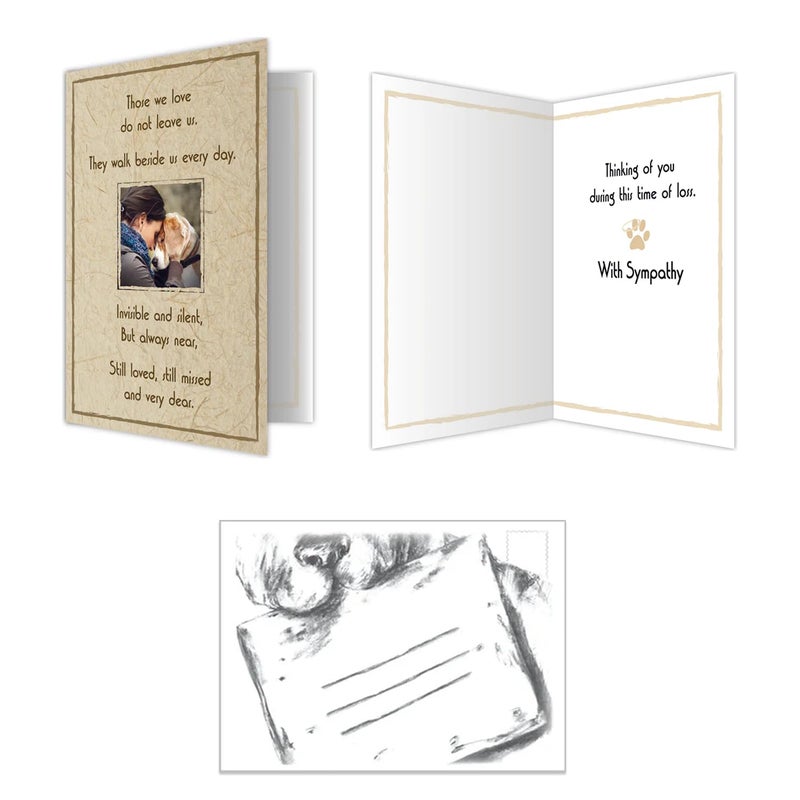 Dog Speak Pet Sympathy Card â€“ â€œThose We Love Do Not Leave Us. They Walk Beside Us Every Dayâ€ â€“ Loss of Pet Remembrance and Comfort Card with Envelope, 4.75" x 6.75" - Image 4